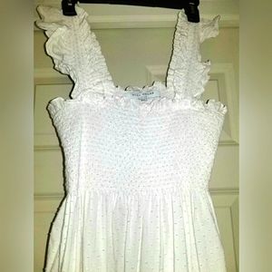 Hill House Ellie Nap Dress | White w/ Pale Pink Dotted Swiss | Sz XL